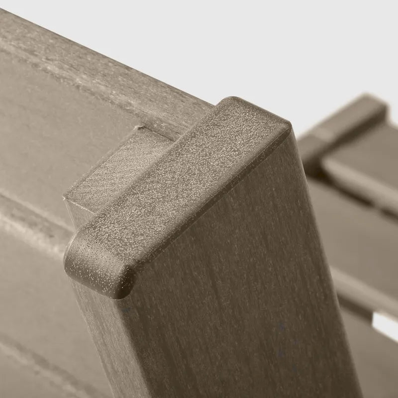 Fauteuil de jardin Polytrends Birchwood en PEHD résistant aux intempéries, assise profonde, aspect bois vieilli, accoudoir gauche et coussins (ensemble de 2 pièces)