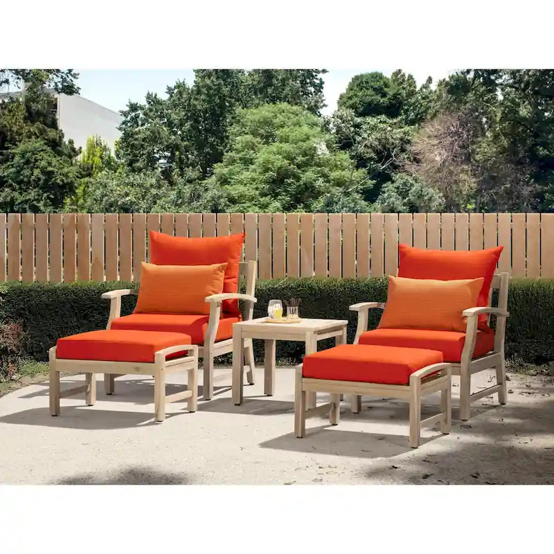 Kooper 5 Piece Sunbrella Outdoor Patio Club Chair And Ottoman Set