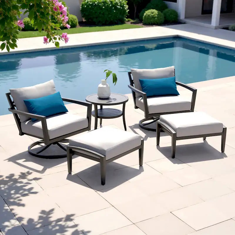 Ensemble de sièges de patio extérieurs Venetia 5 pièces Sunbrella à mouvement