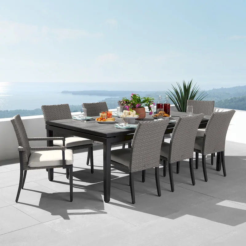 Vistano 9 Piece Sunbrella Outdoor Patio Dining Set - Gray