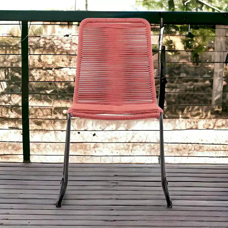 Ensemble de deux chaises de salle à manger d'extérieur en métal rouge de 23 pouces