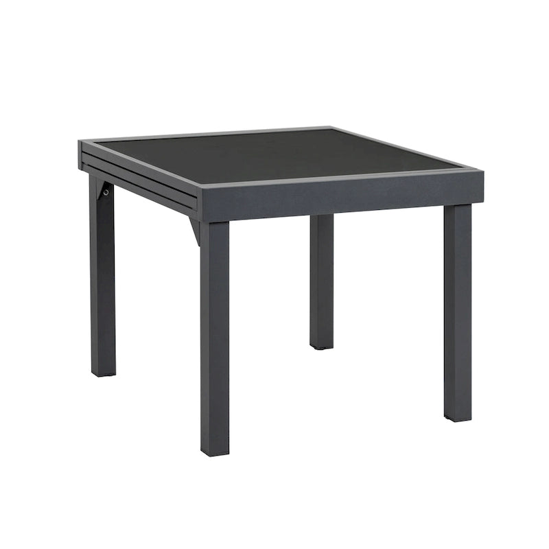 Table d'appoint d'extérieur extensible carrée en verre gris HomeRoots 35