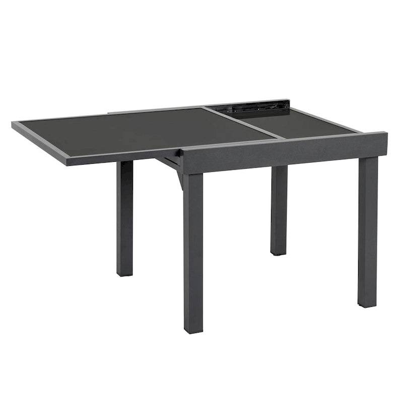 Table d'appoint d'extérieur extensible carrée en verre gris HomeRoots 35