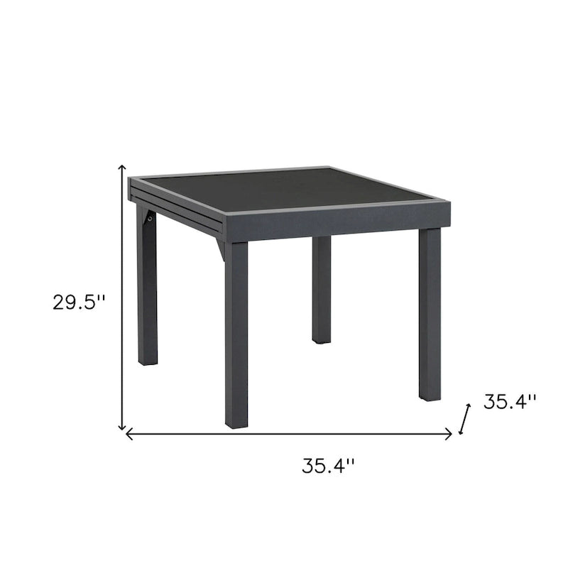 Table d'appoint d'extérieur extensible carrée en verre gris HomeRoots 35