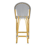 Tabouret de bar empilable d'extérieur SAFAVIEH Ford, gris/blanc, style bistro parisien, 76 cm (30 pouces) - 48 cm (19 pouces) L x 56 cm (22 pouces) P x 119 cm (47 pouces) H
