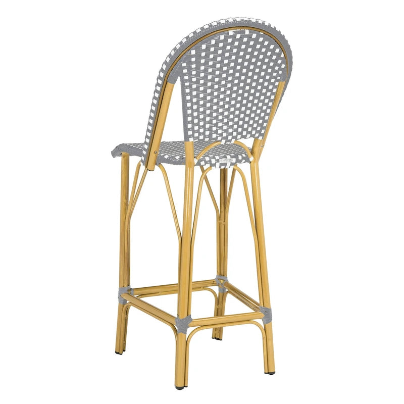 Tabouret de bar empilable d'extérieur SAFAVIEH Ford, gris/blanc, style bistro parisien, 76 cm (30 pouces) - 48 cm (19 pouces) L x 56 cm (22 pouces) P x 119 cm (47 pouces) H