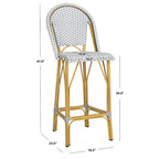 Tabouret de bar empilable d'extérieur SAFAVIEH Ford, gris/blanc, style bistro parisien, 76 cm (30 pouces) - 48 cm (19 pouces) L x 56 cm (22 pouces) P x 119 cm (47 pouces) H