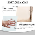 Ensemble de conversation d'extérieur en rotin 5 pièces comprenant un canapé 3 places, 2 fauteuils et des poufs pour terrasse ou balcon.