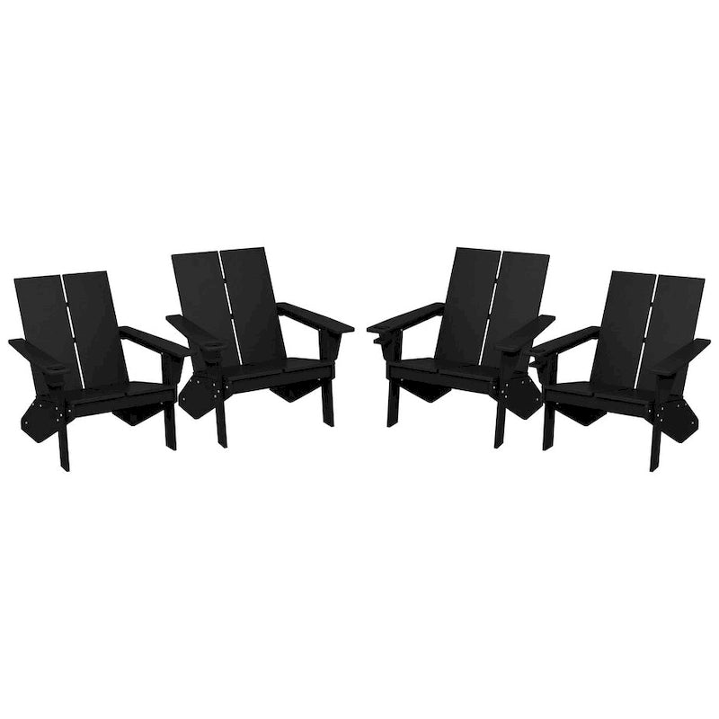 Chaises Adirondack modernes en polyéthylène Polytrends Coastin (lot de 4), noires