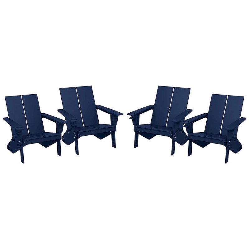 Chaises Adirondack modernes en polyéthylène Polytrends Coastin (lot de 4), noires