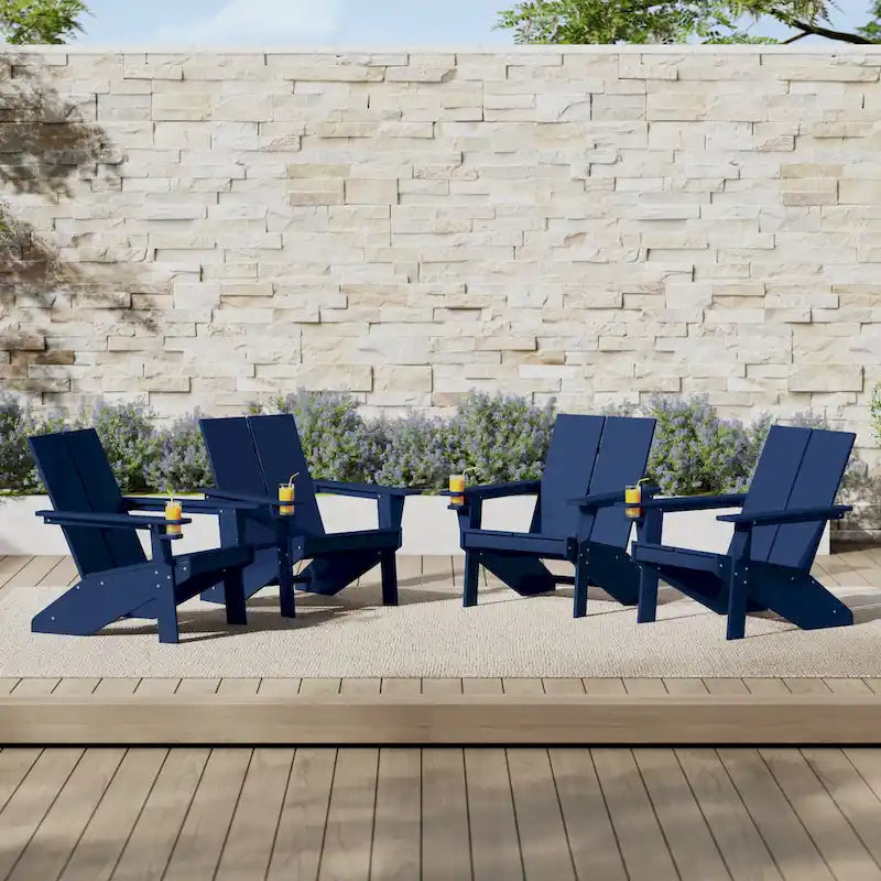 Chaises Adirondack modernes en polyéthylène Polytrends Coastin (lot de 4), noires