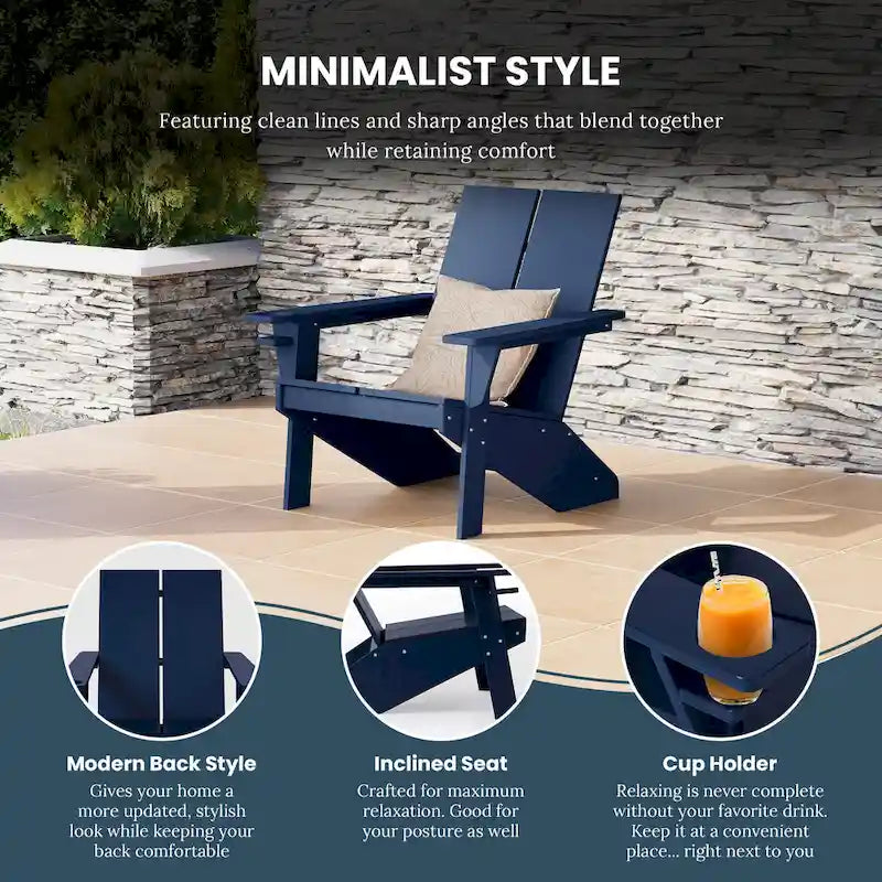 Chaises Adirondack modernes en polyéthylène Polytrends Coastin (lot de 4), noires