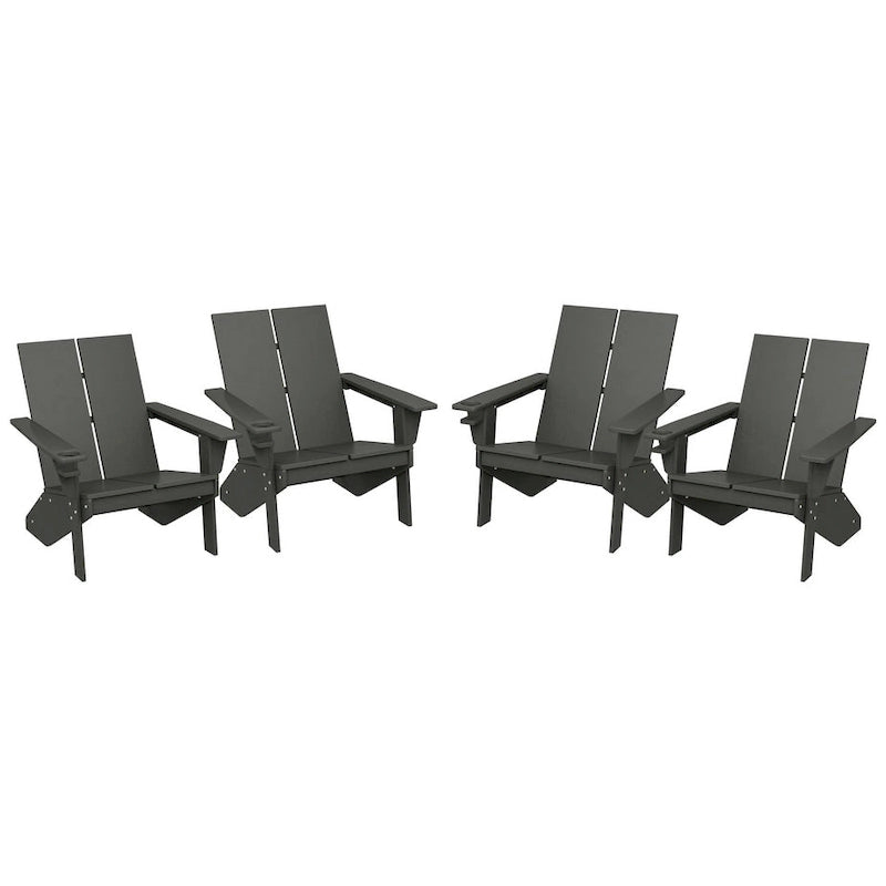 Chaises Adirondack modernes en polyéthylène Polytrends Coastin (lot de 4), noires