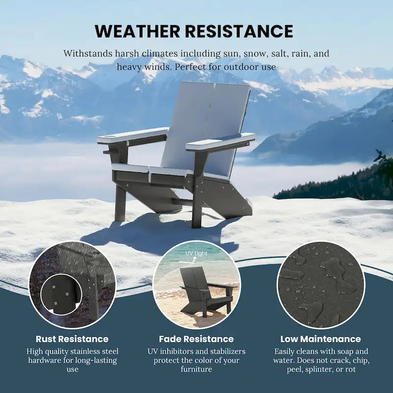 Chaises Adirondack modernes en polyéthylène Polytrends Coastin (lot de 4), noires