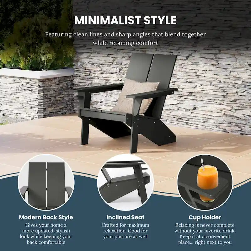 Chaises Adirondack modernes en polyéthylène Polytrends Coastin (lot de 4), noires