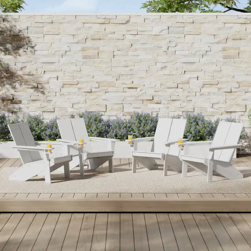 Chaises Adirondack modernes en polyéthylène Polytrends Coastin (lot de 4), noires