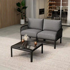 Christopher Knight Home - Ensemble de conversation moderne 3 pièces pour patio Afra avec coussins imperméables