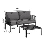 Christopher Knight Home - Ensemble de conversation moderne 3 pièces pour patio Afra avec coussins imperméables