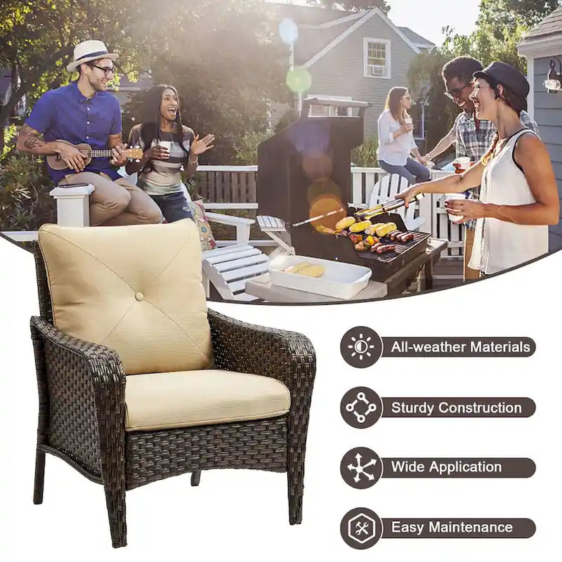 Lot de 2 chaises de jardin en rotin PE