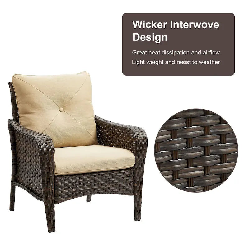 Lot de 2 chaises de jardin en rotin PE