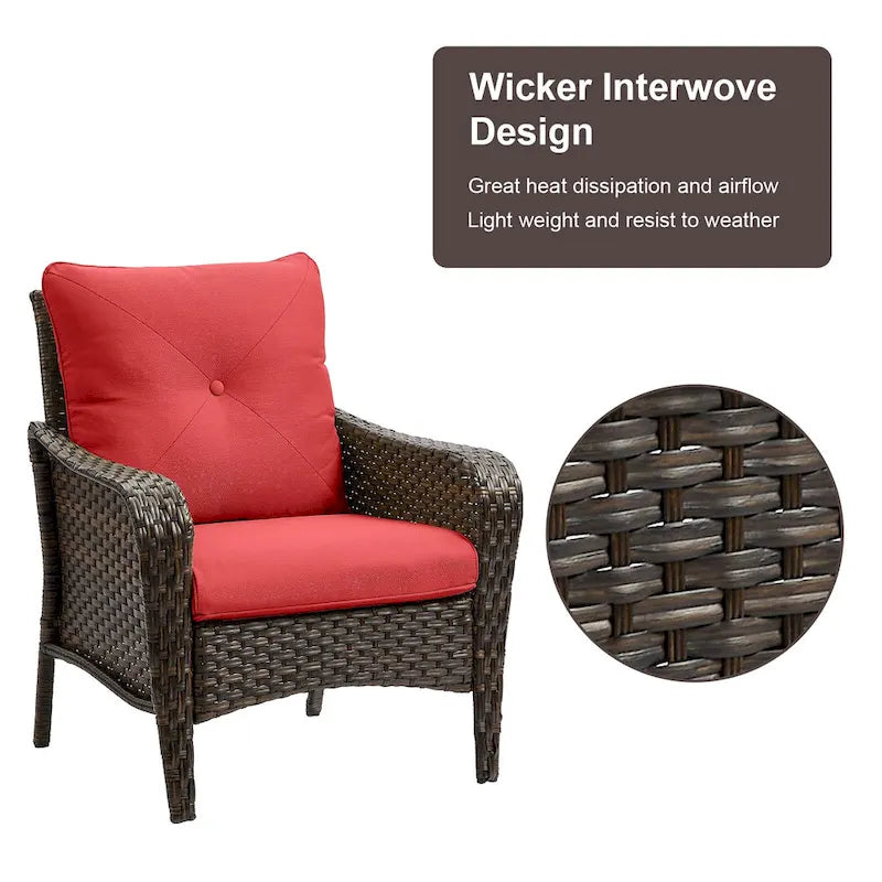 Lot de 2 chaises de jardin en rotin PE