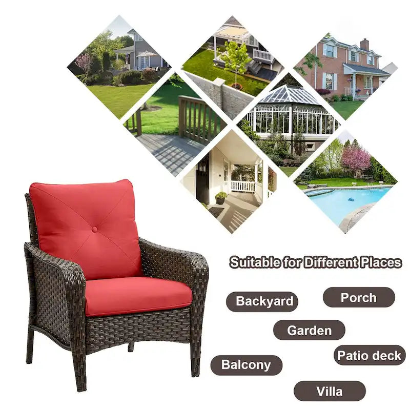 Lot de 2 chaises de jardin en rotin PE