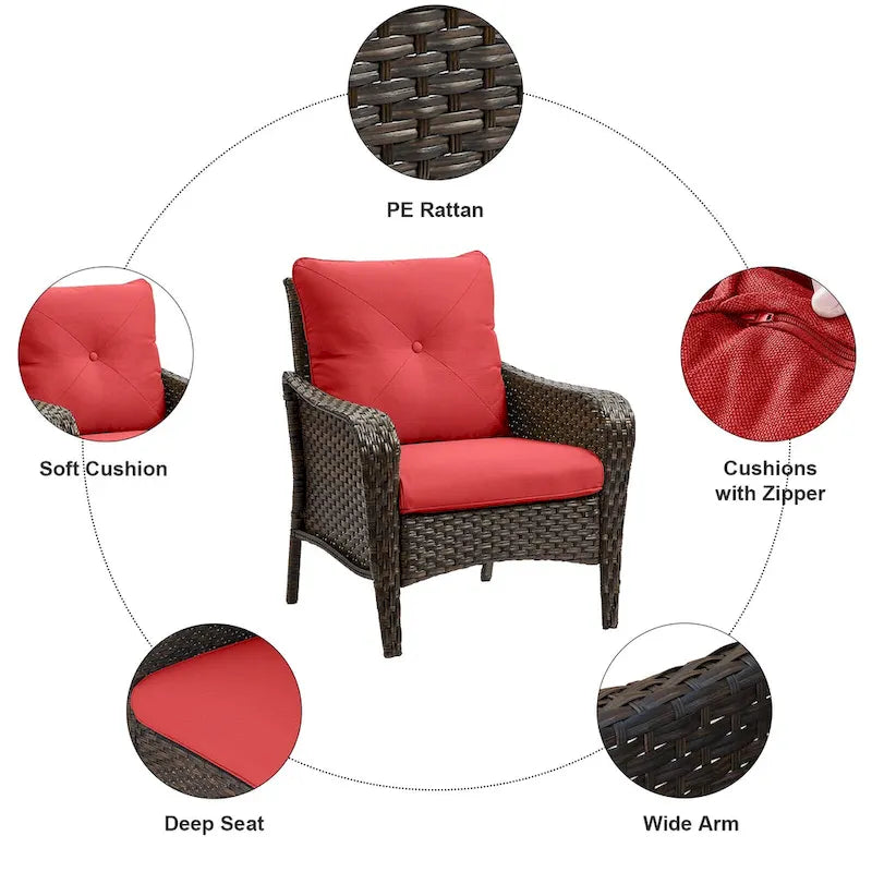 Lot de 2 chaises de jardin en rotin PE