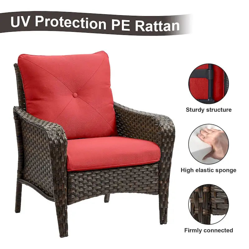 Lot de 2 chaises de jardin en rotin PE