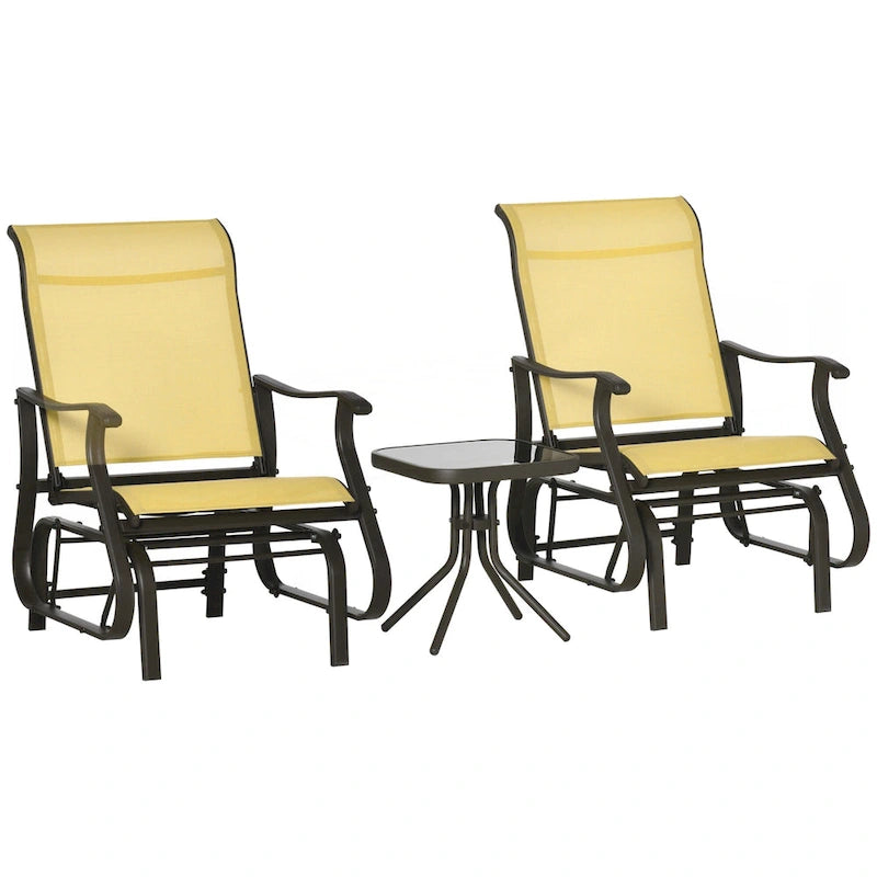 Ensemble de 3 fauteuils à bascule d'extérieur style bistro