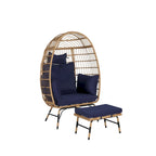 Fauteuil suspendu en rotin surdimensionné avec repose-pieds - Capacité de 272 kg (600 lb) - Coussins épais pour terrasse intérieure/extérieure