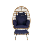 Fauteuil suspendu en rotin surdimensionné avec repose-pieds - Capacité de 272 kg (600 lb) - Coussins épais pour terrasse intérieure/extérieure