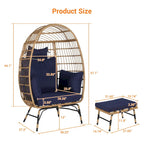 Fauteuil suspendu en rotin surdimensionné avec repose-pieds - Capacité de 272 kg (600 lb) - Coussins épais pour terrasse intérieure/extérieure