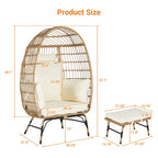 Fauteuil suspendu en rotin surdimensionné avec repose-pieds - Capacité de 272 kg (600 lb) - Coussins épais pour terrasse intérieure/extérieure