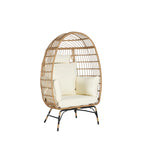 Fauteuil suspendu en rotin surdimensionné avec repose-pieds - Capacité de 272 kg (600 lb) - Coussins épais pour terrasse intérieure/extérieure