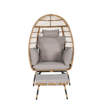 Fauteuil suspendu en rotin surdimensionné avec repose-pieds - Capacité de 272 kg (600 lb) - Coussins épais pour terrasse intérieure/extérieure