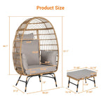 Fauteuil suspendu en rotin surdimensionné avec repose-pieds - Capacité de 272 kg (600 lb) - Coussins épais pour terrasse intérieure/extérieure