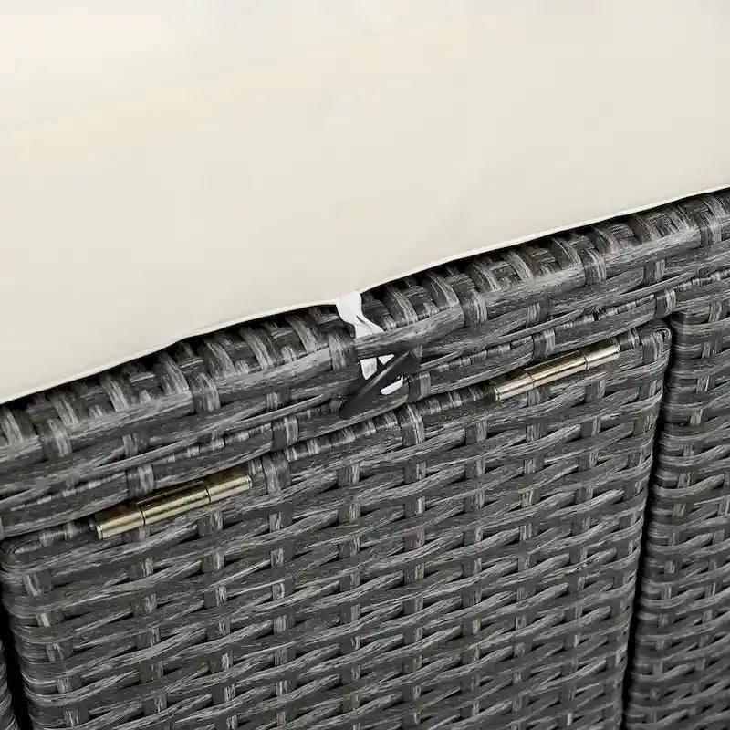 Bain de soleil rond en rotin pour terrasse extérieure avec dossiers réglables et porte-gobelets pliables