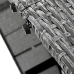 Bain de soleil rond en rotin pour terrasse extérieure avec dossiers réglables et porte-gobelets pliables