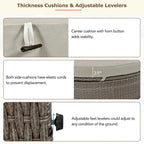 Bain de soleil rond en rotin pour terrasse extérieure avec dossiers réglables et porte-gobelets pliables