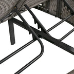 Bain de soleil rond en rotin pour terrasse extérieure avec dossiers réglables et porte-gobelets pliables