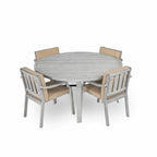 Ensemble de salle à manger d'extérieur en bois pour 4 personnes avec 1 trou pour parasol et coussins amovibles