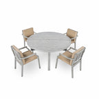 Ensemble de salle à manger d'extérieur en bois pour 4 personnes avec 1 trou pour parasol et coussins amovibles