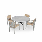 Ensemble de salle à manger d'extérieur en bois pour 4 personnes avec 1 trou pour parasol et coussins amovibles