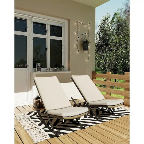 2-Piece Outdoor Rocking Chairs with Thick Cushion and Iron Frame