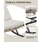 Fauteuils à bascule d'extérieur 2 pièces avec coussin épais et structure en fer