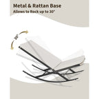 Fauteuils à bascule d'extérieur 2 pièces avec coussin épais et structure en fer