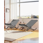 Fauteuils à bascule d'extérieur 2 pièces avec coussin épais et structure en fer