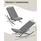 Fauteuils à bascule d'extérieur 2 pièces avec coussin épais et structure en fer