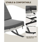 Fauteuils à bascule d'extérieur 2 pièces avec coussin épais et structure en fer