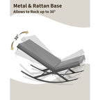 Fauteuils à bascule d'extérieur 2 pièces avec coussin épais et structure en fer